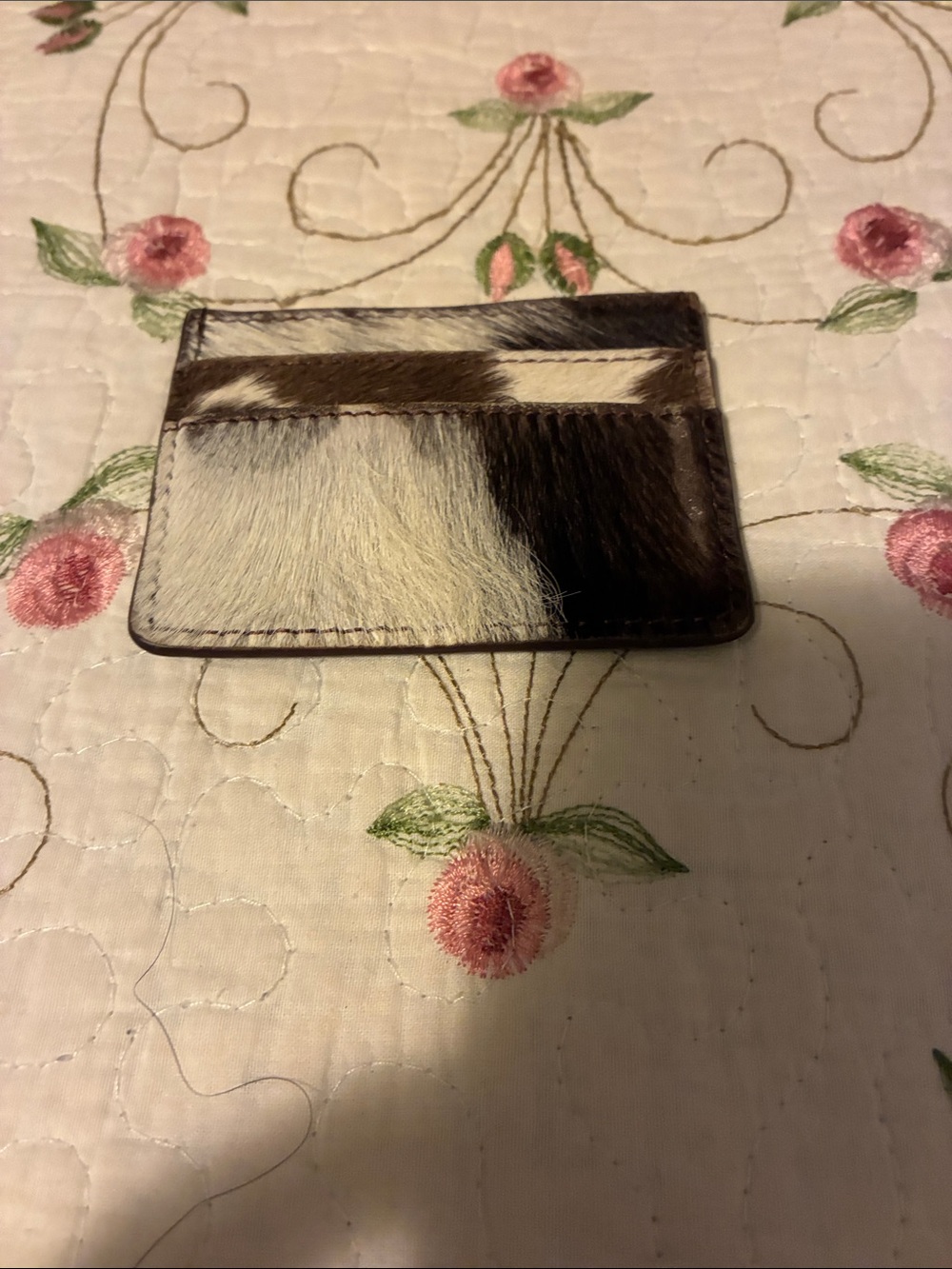 American Darling Brown and White Cowhide Card Holder